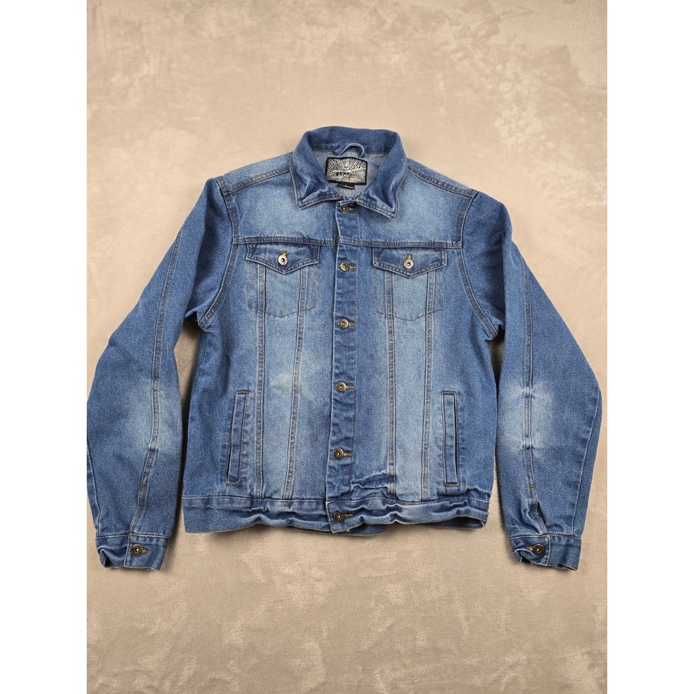 Brooklyn Cloth Denim Jean Jacket Mens Large Blue Trucker Fits Small
